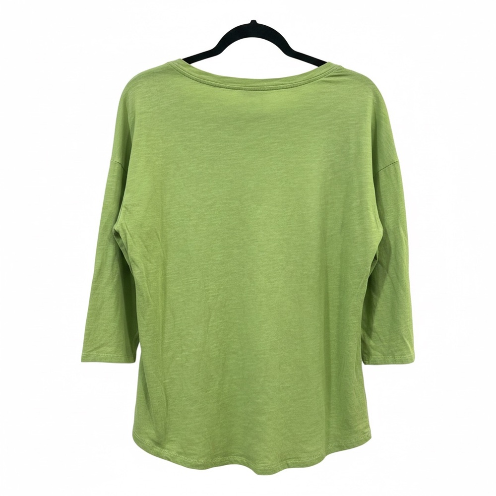 Westbound $38 Lime Green Slub 100% Cotton Pocket Tee 3/4 Sleeve Large P2P 21-22” - Picture 2 of 9